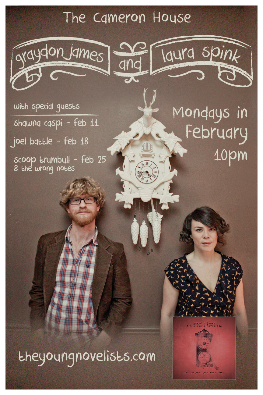 fancy poster for graydon and laura's february cameron house residency